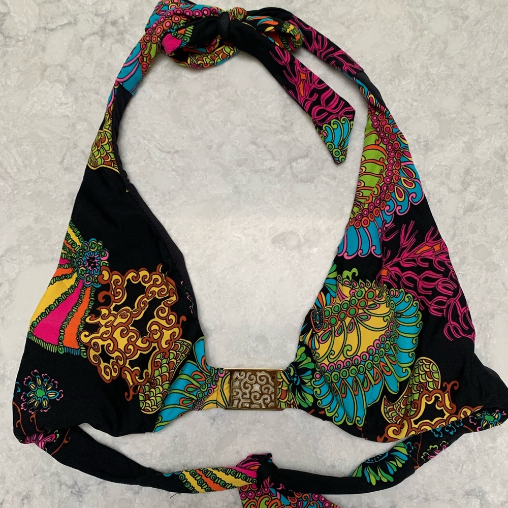 EUC Trina Turk 10 black halter bikini top